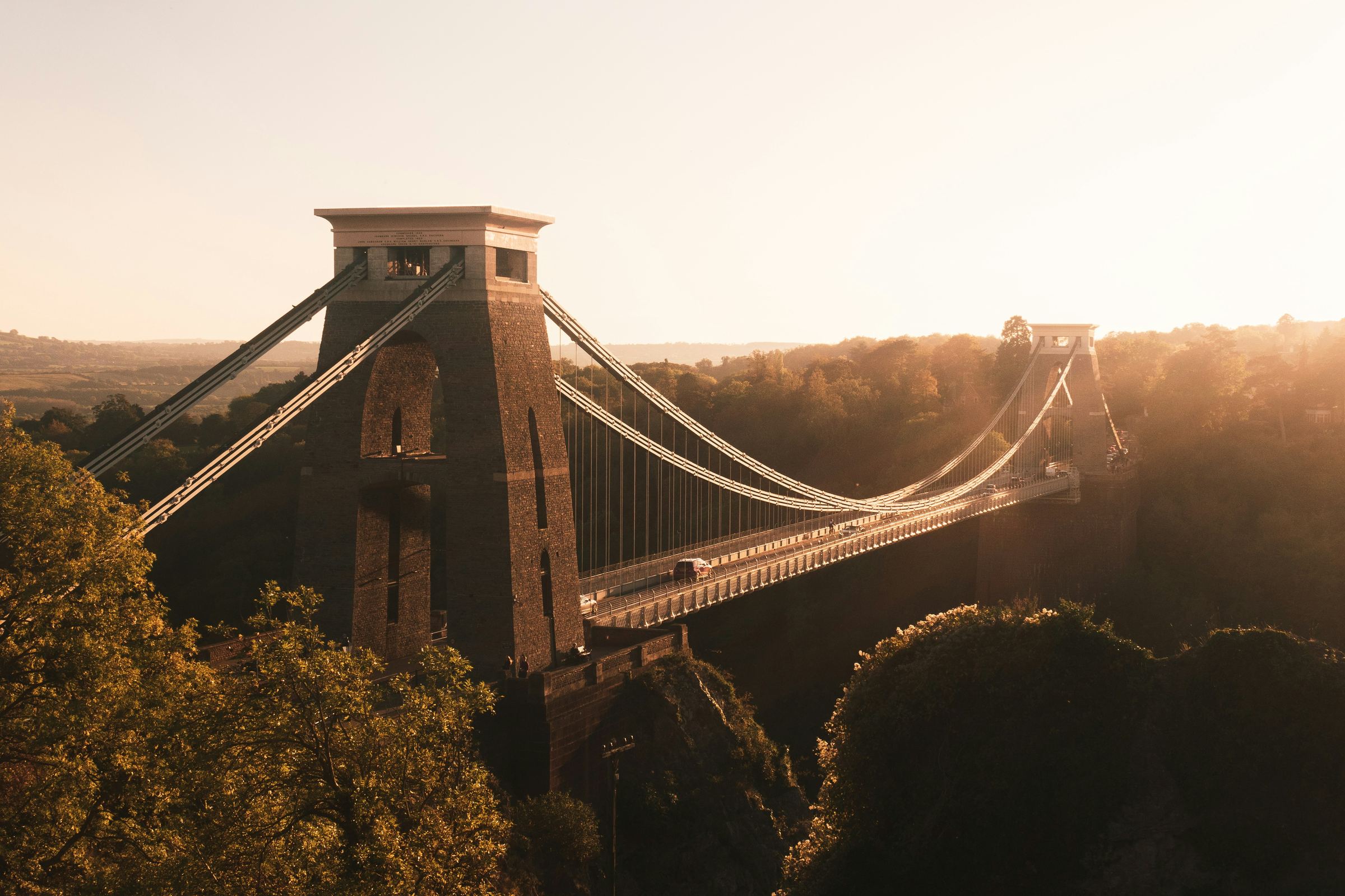 Clifton Suspension Bridge over the Avon Gorge at sunset